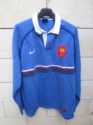 Maillot Rugby Quinze De France Coupe Du Monde 1999 Nike Shirt Coton Vintage L