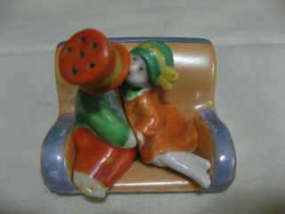 Vintage Kids Kissing In A Chair Condiment Lid And Salt And Pepper Shakers