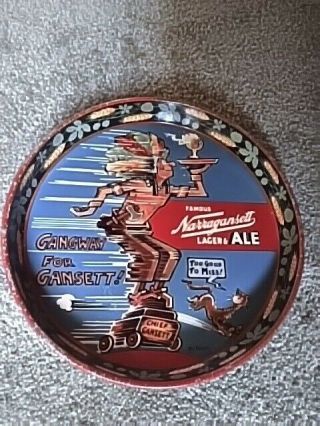 Dr.  Seuss Vtg.  Narragansett Beer Indian Chief Gansett Metal Tray Cranston Ri