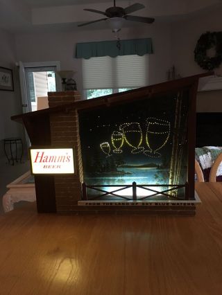 Vintage Hamm’s Lighted Goblets Starry Night Beer Sign