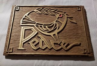 Vintage Mid - Century Modern Peace Dove Wall Plaque By Rs
