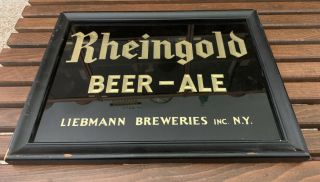 Vintage Rheingold Beer Ale Sign Liebmann Breweries Glass Wood Made By Chaspec