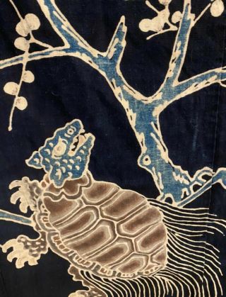 Vintage Indigo Japanese Batik - Fabric/textile/wall Hanging - 53 " X 61 "