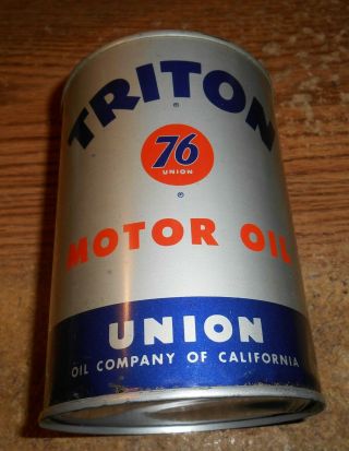Vintage Union 76 Triton Motor Oil One Quart Can/full/tough