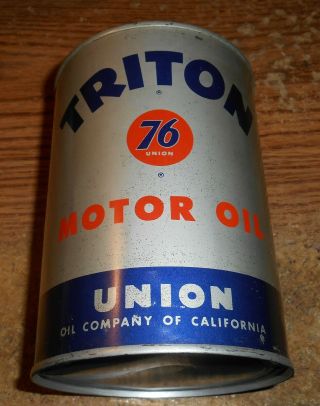 VINTAGE UNION 76 TRITON MOTOR OIL ONE QUART CAN/FULL/TOUGH 2