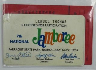 1969 National Jamboree Lemuel Thomas Is Ceritfied For Participation 7th Nationa