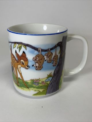 Walt Disney World Disneyland Bambi Coffee Mug Thumper Flower Vintage Japan