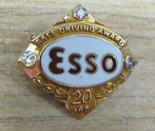 Vintage 10k Gold Esso Triple Diamond 20 Year Service Award Pin Oil Gas Petroleum