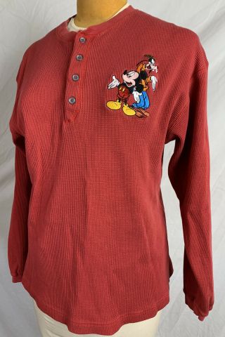 Vintage The Disney Store Mickey Mouse And Goofy Ls T - Shirt Medium Embroidered