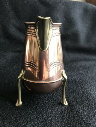 Antique Vintage Small Art Nouveau Jugendstil Copper Brass Jug Arts & Crafts 5” 3