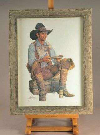 Gordon Snidow Print “baked Beans And Beer “1981 Coors Beer Cowboy Print.
