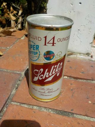 14 Oz Schlitz Soft Top 1962 Tampa Florida Flat Top Old Beer Can
