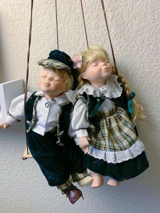 Vintage Hansel And Gretel On A Swing Porcelain Dolls Eyes Closed Curious Express