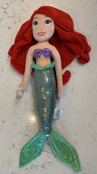 Disney Store Ariel Plush Doll The Little Mermaid 21 " Soft Toy Princess Beaut