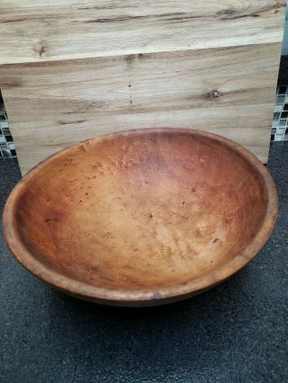 Vintage Large Wooden Mixing Dough Bowl Primitive Round 13 " Dia.  4 " H (euc)