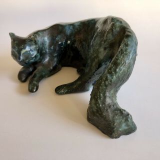 Vintage Mid Century Modern Handmade Ceramic Cat Figurine Studio Pottery