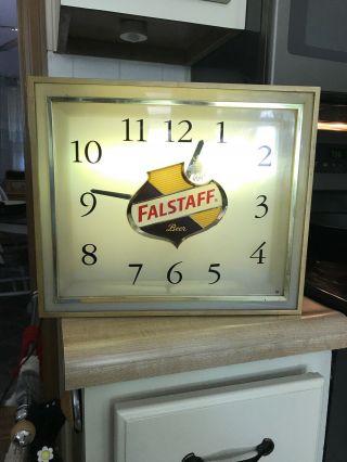 Vintage Early Falstaff Beer Lighted Beer Clock