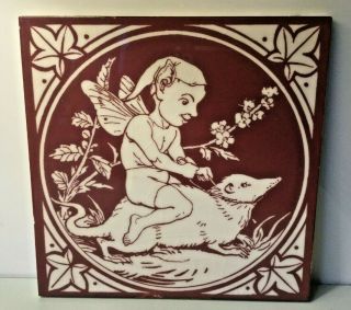 An Arts And Crafts Style Pottery Tile (in Manner Of Mintons)