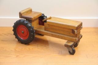 Vintage Community Playthings Rifton Ny Wooden Ride On Tractor Firestone Tires