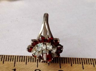 Big Vintage Russian Ring Sterling Silver 925 Garnet Stone Women ' s Jewelry Size 8 3