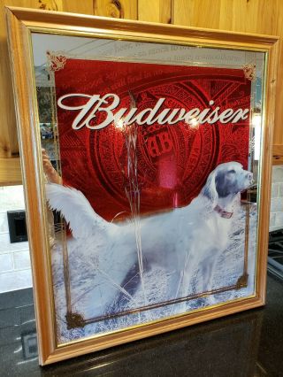 Budweiser Anheuser - Busch Setter Bird Hunting Dog Mirror Sign 33 - 1/2 " X 28 - 1/2 "