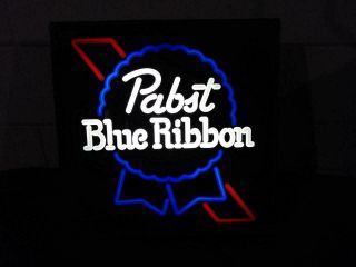 Vintage Pabst Blue Ribbon On Tap Beer Light Sign Pbr 17x17