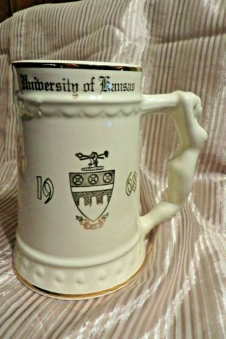 Vintage 1968 University Of Kansas Beer Stein Mug Naked Lady Handle