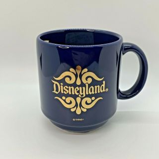Vintage Disneyland Blue With 22k Gold Souvenir Coffee Mug Made In Spain Disney
