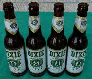 4 Dixie Beer 12oz Bottles Vintage Returnable Paper Label Orleans La Brewery