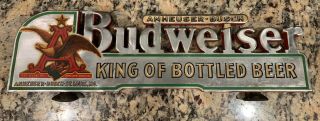 Vintage Budweiser King Of Bottled Beer Shelf Talker Sign 1940s