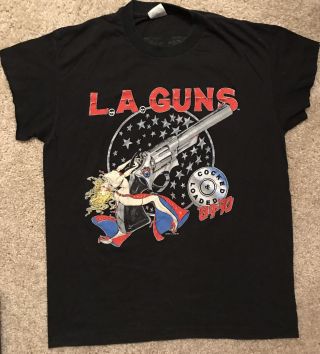 Rare Vintage La Guns Crew T Shirt 1989/1990 Cocked And Loaded Guns N Roses Metal