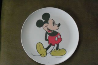 Vintage Mickey Mouse 9 " Melamine Plastic Plate,  Very Good Shape