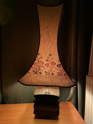 Lovely Large Vintage Mid Century Ceramic Table Lamp With Shade