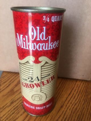 Scarce Old Milwaukee Beer Growler 24 Oz.  Flat Top Beer Can,  Schlitz Milwaukee,  Wi