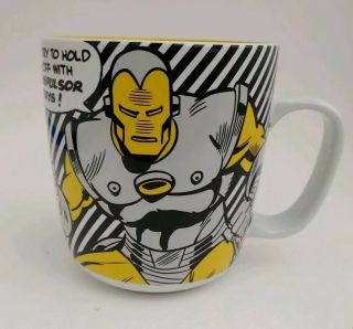 Retro Disney Store Iron Man Comic Book Marvel Ceramic Coffee Mug 12 Ounce Cup