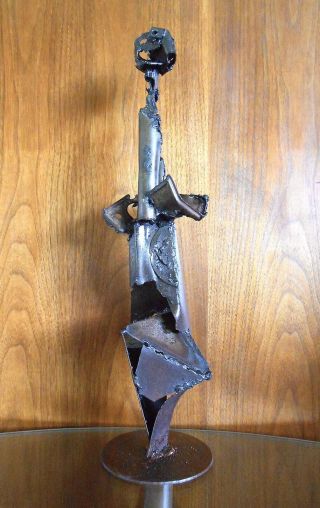 Brutalist Abstract Max Kreg 20” Metal Art Sculpture Welded Steel Figure