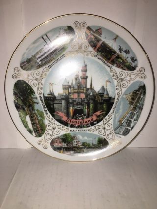 Vintage Disneyland Souvenir Plate Main Street Adventureland Frontierland,