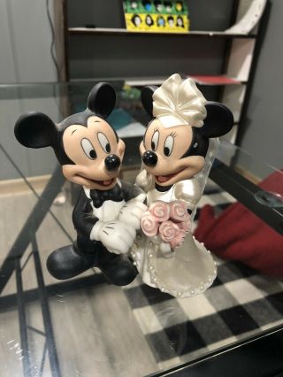 Disney Mickey And Minnie Bride Groom Cake Topper Ceramic Figurine