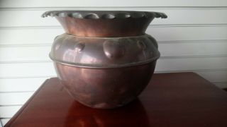 Antique Copper Arts And Crafts Style Plant Pot