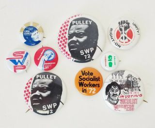 (9) 1972 Socialist Workers Party Presidential Campaign Pinback Buttons