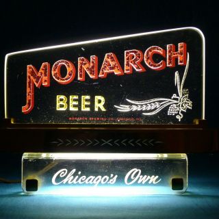 Rare Vintage (1950’s) Reverse - Etched Glass Monarch Beer Lighted Sign - B