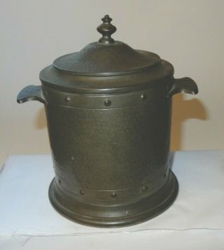 Arts And Craft Style,  Planished Pewter,  Biscuit Barrel Marked,  Talbot Pewter.