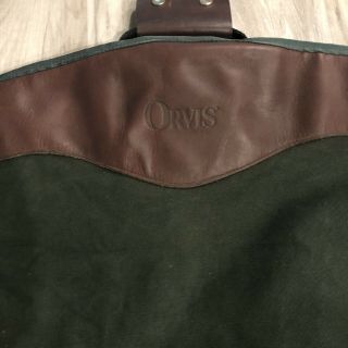 Classic Orvis Battenkill Garment Bag Rugged Cotton Canvas Leather Trim Vintage