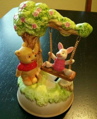Disney Winnie The Pooh And Piglet Swinging On A Tree Music Box