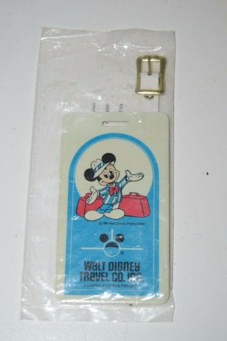 Walt Disney Travel Co Mickey Mouse 1981 Vintage Luggage Tag Rare