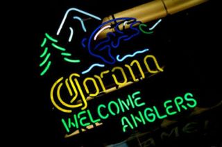 24 " X20 " Corona Light Welcome Anglers Neon Sign Light Beer Bar Pub Wall Decor Art