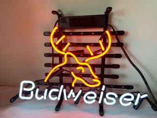 Budweiser Neon Lighted Sign W/deer Whitetail Buck Look