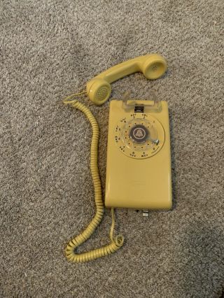 Vintage Western Electric 554 Bmp Rotary Wall Phone Telephone Mustard Yellow Gold