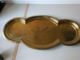 Large Brass Arts And Crafts Tray With Butterfly And Bullrush Design 23 Inch Long