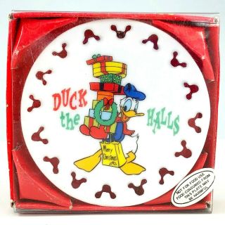 Disney Donald Duck Christmas Ornament Duck The Halls Ceramic Plate Enesco Vtg